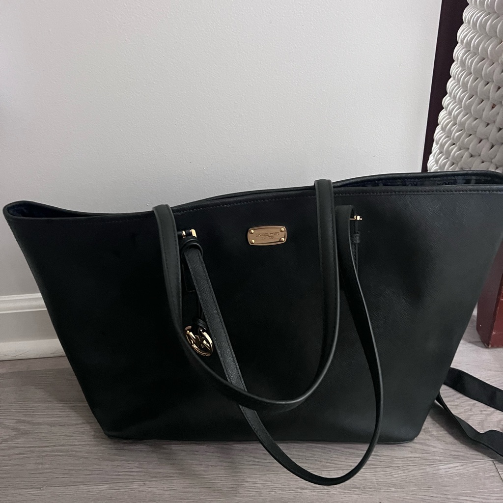 Michael Kors Black Tote Bag With Gold Hardware